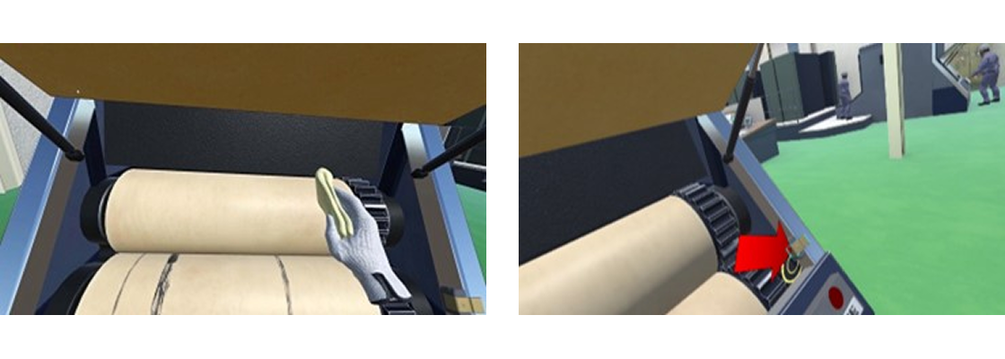 ロール機巻込まれのシミュレーション様子